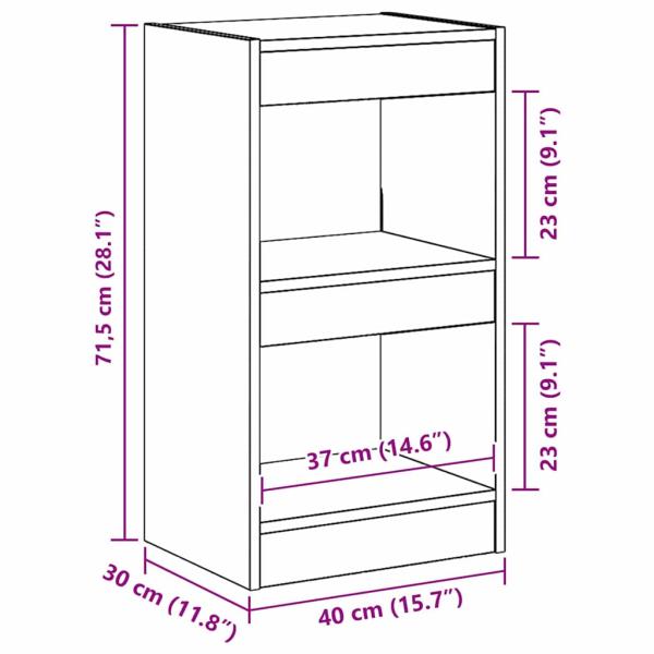 Bücherregal/Raumteiler Schwarz Eiche 40x30x71,5 cm