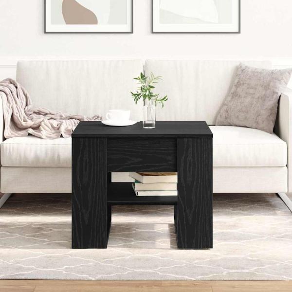 Schwarzer Eichen-Couchtisch 55,5x55x45 cm aus Holzwerkstoff