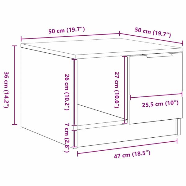 Couchtisch Schwarzes Eichenholz 50x50x36 cm ausWerkstoff