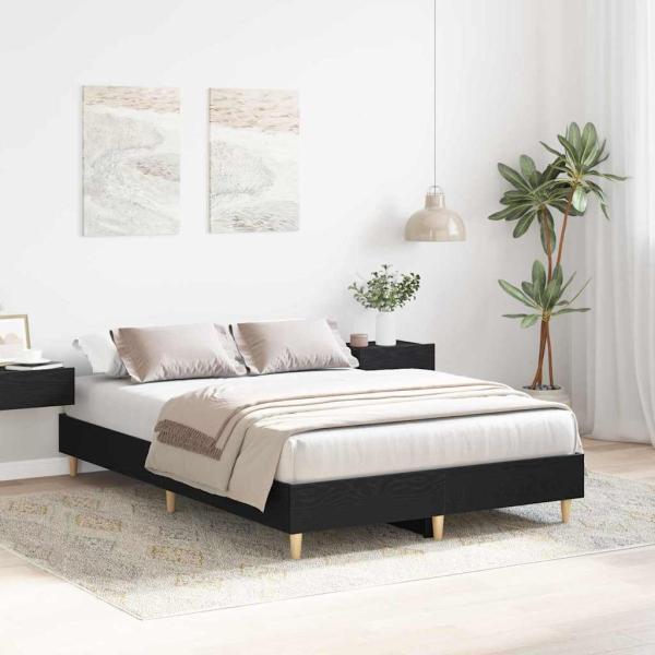 Bettgestell 120x190 cm Schwarz Eichenholz, beschichtete Spanplatte