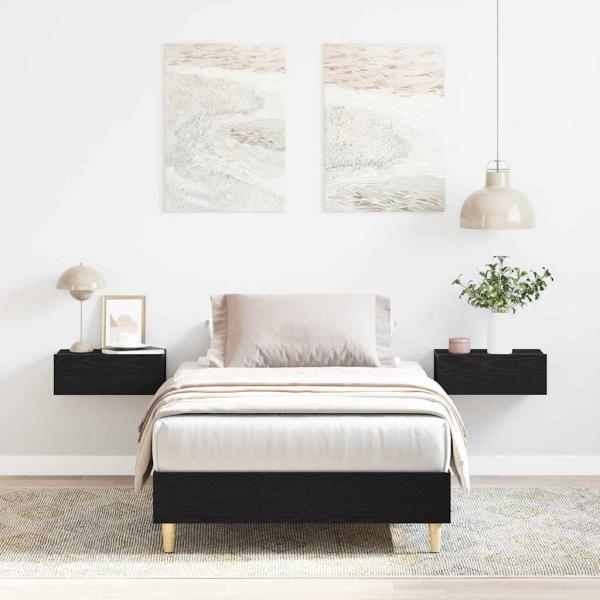 ARDEBO.de - Bettgestell 75x190 cm schwarz, Eiche, Holzwerkstoff