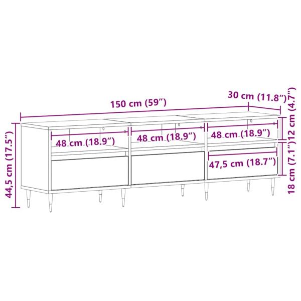 TV-Schrank Schwarz Eiche 150x30x44,5 cm Holzwerkstoff