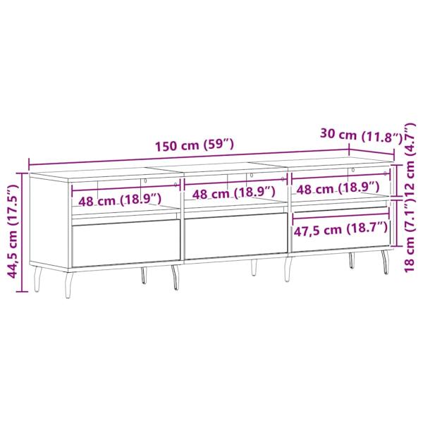 TV-Schrank Schwarz Eiche 150x30x44,5 cm Holzwerkstoff