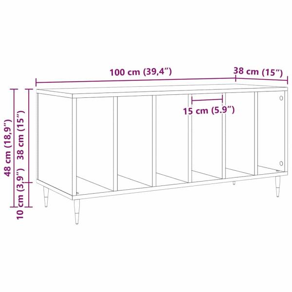Record Cabinet Schwarze Eiche 100x38x48 cm Werkstoff