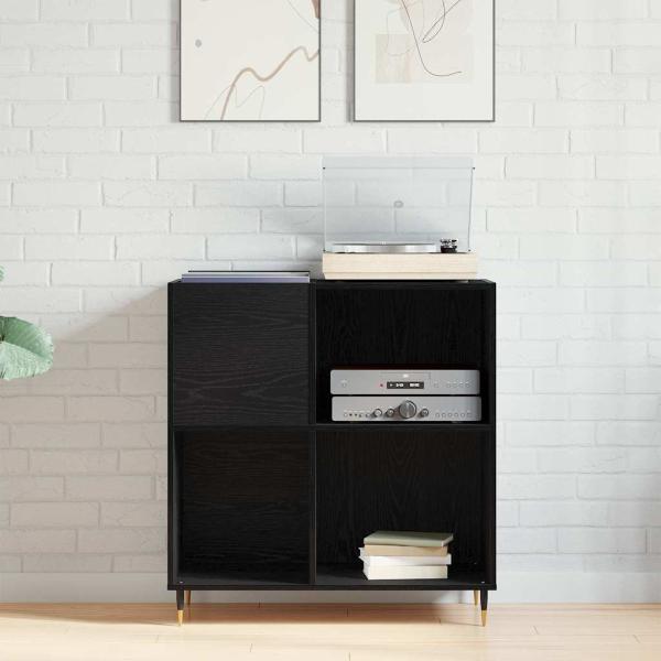 Regalschrank Schwarzer Eichenholz 84,5x38x89 cm Ingenieurholz
