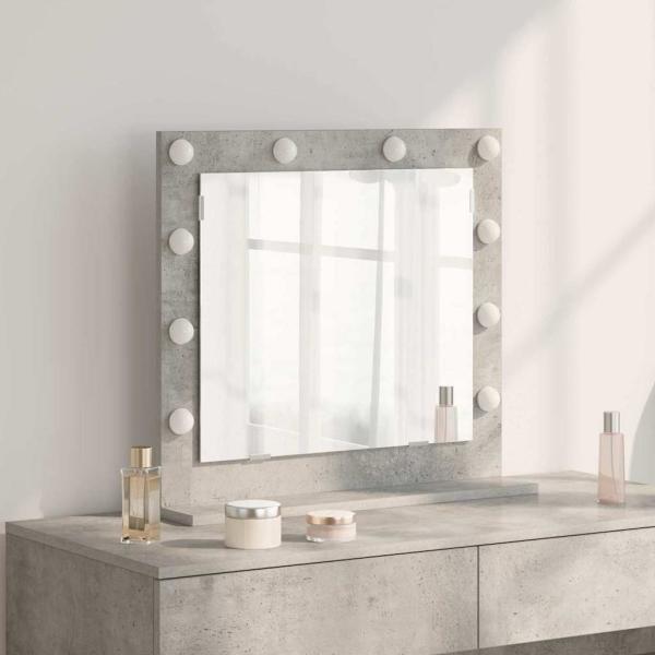 ARDEBO.de - Make-up Spiegel Beton grau Holzwerkstoff 60 x 55 x 18 cm