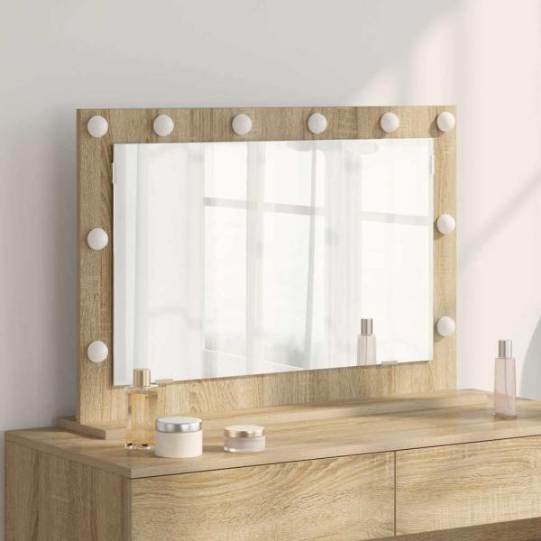 ARDEBO.de - Waschspiegel Sonoma Eiche Holzwerkstoff, Glas 80 x 55 x 18 cm