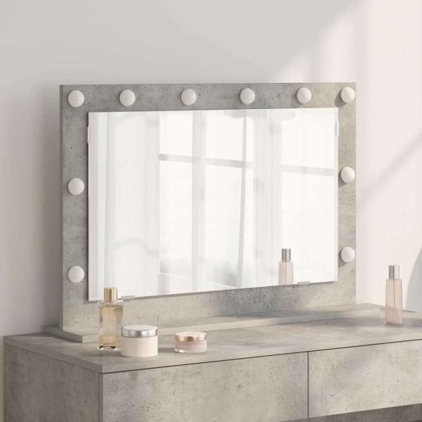 ARDEBO.de - Make-Up Spiegel Beton grau Glas 80 x 55 x 18 cm Rechteckig