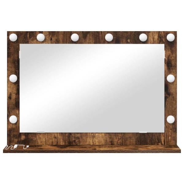 Kosmetikspiegel Geräucherte Eiche Holz und Glas 80 x 55 x 18 cm