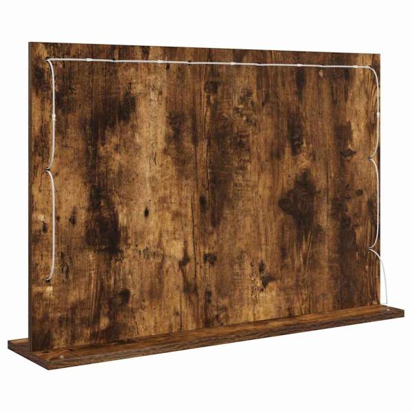 Kosmetikspiegel Geräucherte Eiche Holz und Glas 80 x 55 x 18 cm