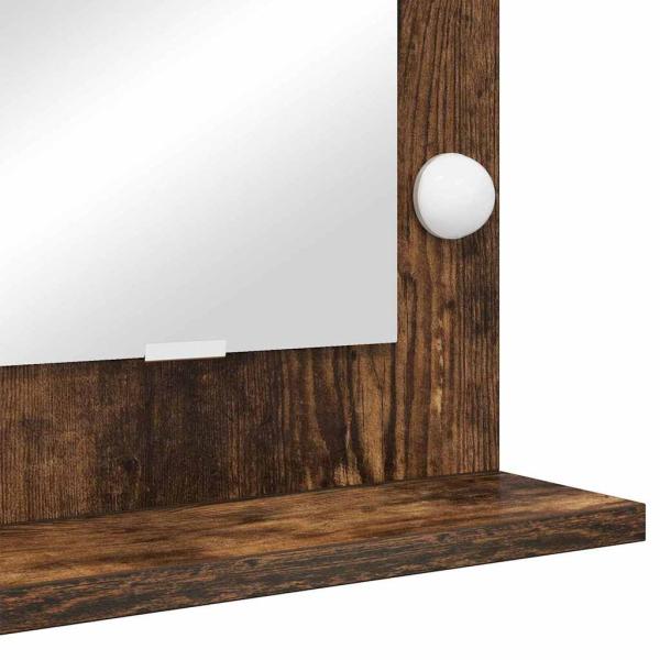 Kosmetikspiegel Geräucherte Eiche Holz und Glas 80 x 55 x 18 cm