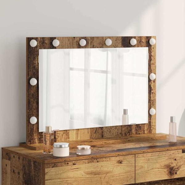 ARDEBO.de - Kosmetikspiegel Altes Holz Massivholz und Glas 80 x 55 x 18 cm