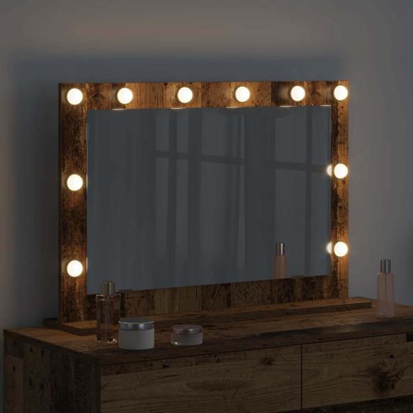 Kosmetikspiegel Altes Holz Massivholz und Glas 80 x 55 x 18 cm