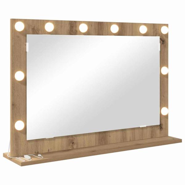 Kosmetikspiegel Artisan Eiche, Weiß Holz, Metall, Glas Mittel