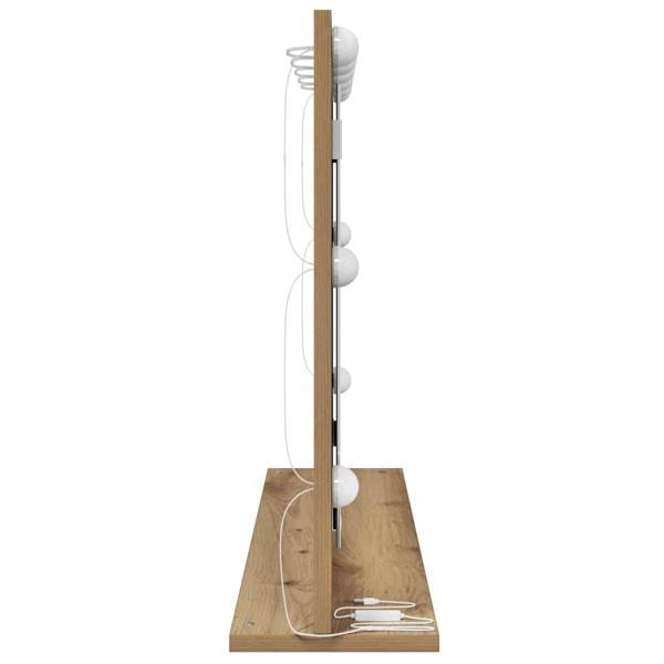 Kosmetikspiegel Artisan Eiche, Weiß Holz, Metall, Glas Mittel