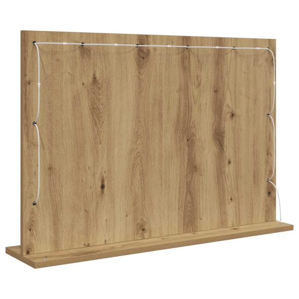 Kosmetikspiegel Artisan Eiche, Weiß Holz, Metall, Glas Mittel