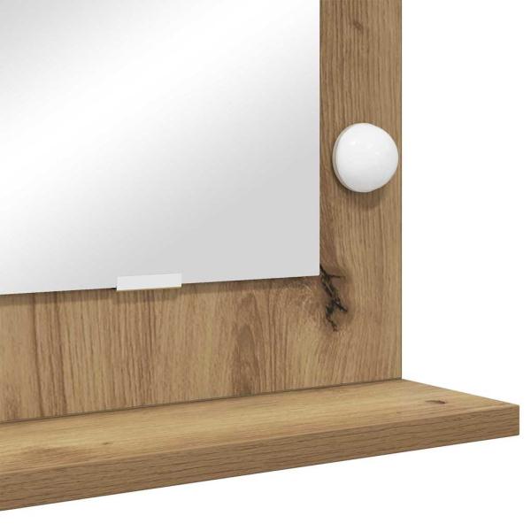 Kosmetikspiegel Artisan Eiche, Weiß Holz, Metall, Glas Mittel