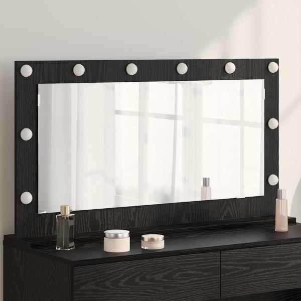 ARDEBO.de - Kosmetikspiegel Schwarze Eiche Holz, Glas 100 x 55 x 18 cm