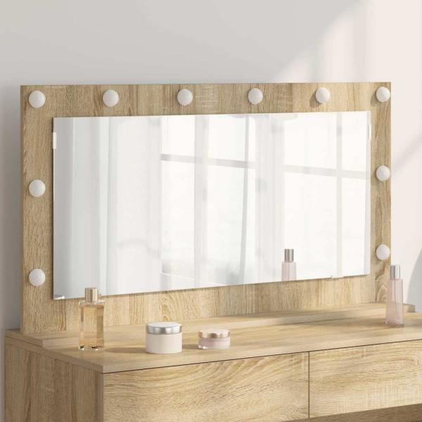 ARDEBO.de - Kosmetikspiegel Sonoma Eiche MDF, Glas 100 x 55 x 18 cm