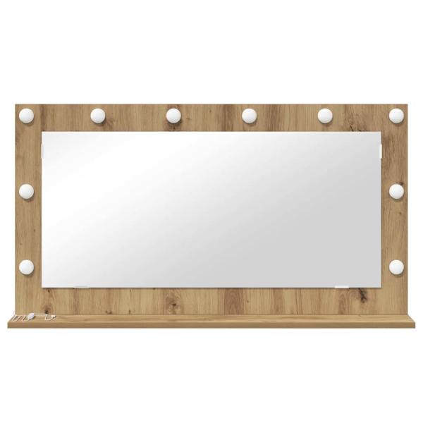 Kosmetikspiegel Artisan Eiche Holz und Glas 100 x 55 cm