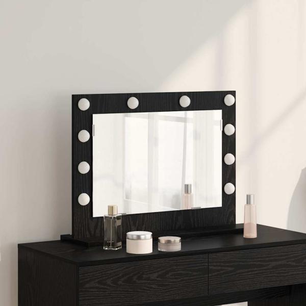 ARDEBO.de - Kosmetikspiegel Schwarz Eiche Massivholz, Sicherheitsglas