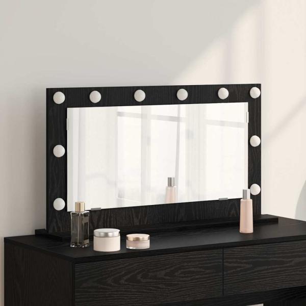 ARDEBO.de - Kosmetikspiegel Schwarze Eiche Schwarz Eichenholz, Glas Mittel