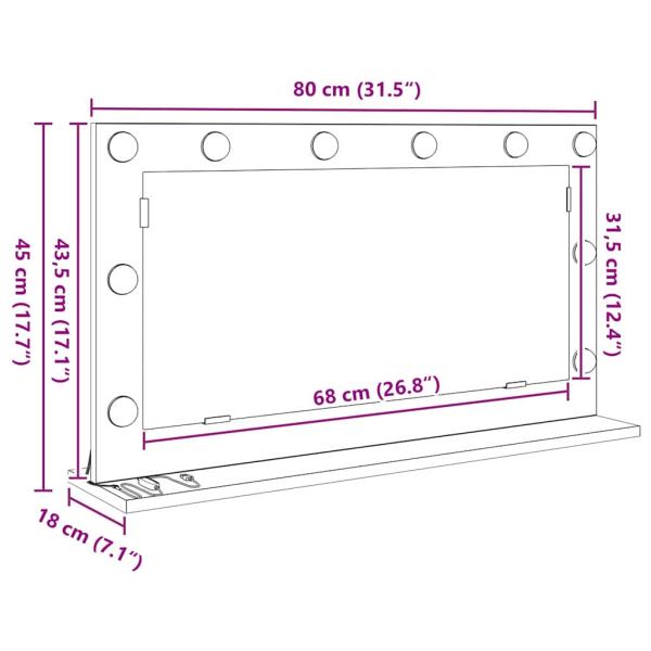 Kosmetikspiegel Schwarze Eiche Schwarz Eichenholz, Glas Mittel