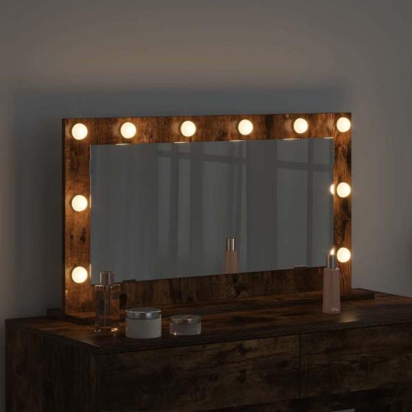 Kosmetikspiegel Rauch-Eiche, Silber Holz, Glas 80 x 45 cm Spiegel