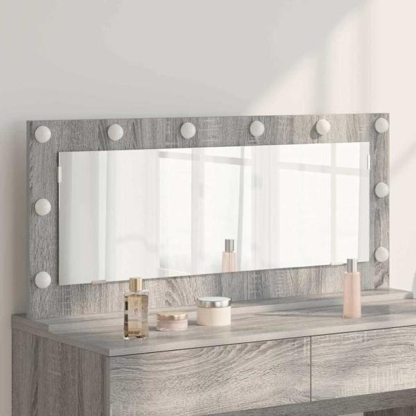 ARDEBO.de - Kosmetikspiegel Grauer Sonoma Holzwerkstoff, Sicherheitsglas