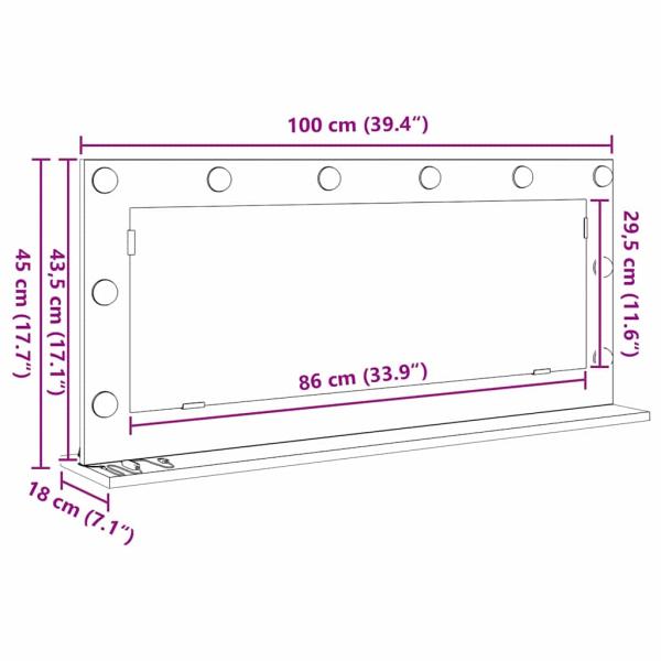 Kosmetikspiegel Artisan Eiche Holz 100 x 45 x 18 cm
