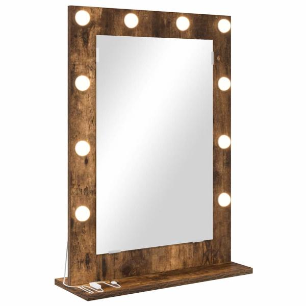 Waschspiegel Geräucherte Eiche Holz, Glas 70 x 50 x 18 cm Spiegel