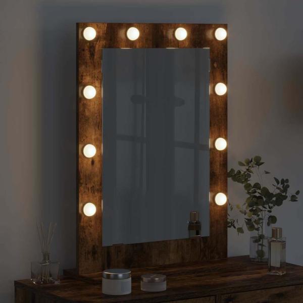 Waschspiegel Geräucherte Eiche Holz, Glas 70 x 50 x 18 cm Spiegel