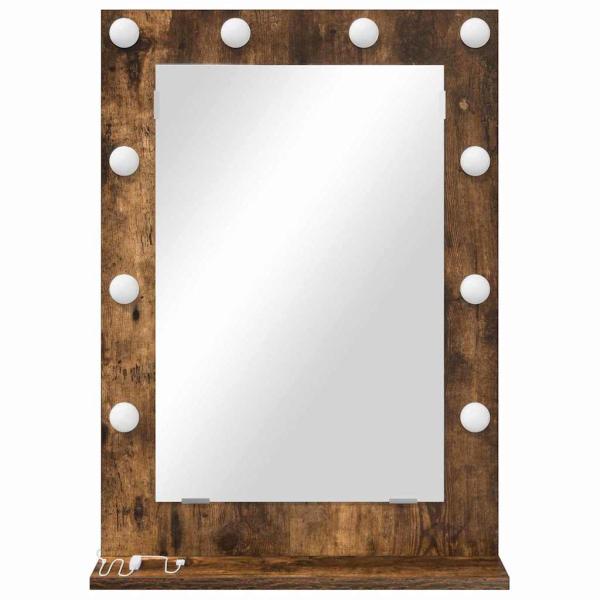Waschspiegel Geräucherte Eiche Holz, Glas 70 x 50 x 18 cm Spiegel