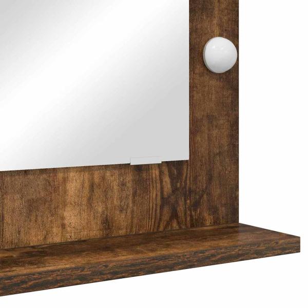 Waschspiegel Geräucherte Eiche Holz, Glas 70 x 50 x 18 cm Spiegel