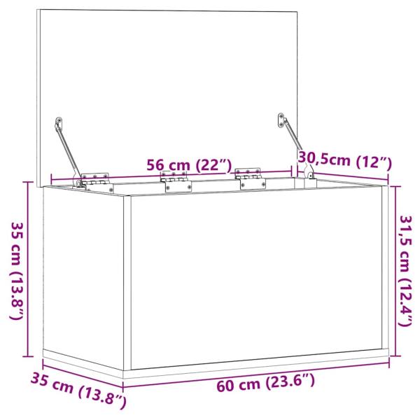 Aufbewahrungsbox mit Deckel Schwarz Eichenholz 60x35x35 cm Ingenieurholz