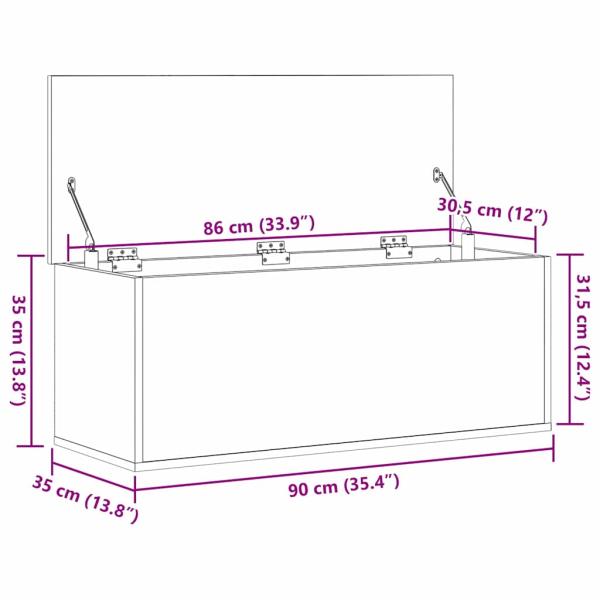 Aufbewahrungsbox in Schwarz Eiche 90x35x35 cm aus Holzwerkstoff