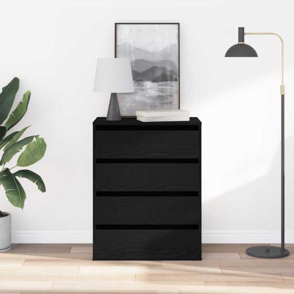 Kommode Schwarz Eiche 60x41x76 cm Holzwerkstoff
