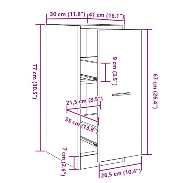 Apotheker Schrank Schwarze Eiche Holzwerkstoff 30 x 41 x 77 cm