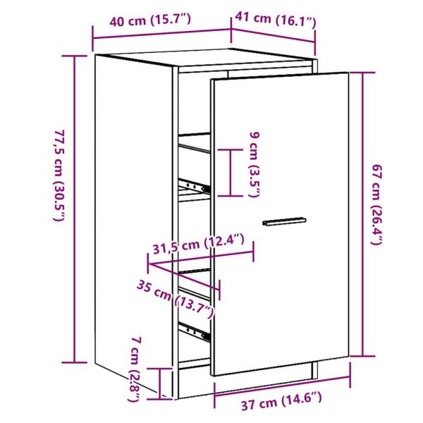 Apotheker Schrank Schwarz Eiche Holzwerkstoff 40 x 41 x 77,5 cm