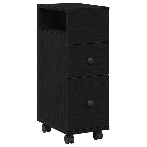 Schmaler Badezimmerschrank Schwarze Eiche Holzwerkstoff