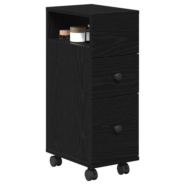 Schmaler Badezimmerschrank Schwarze Eiche Holzwerkstoff