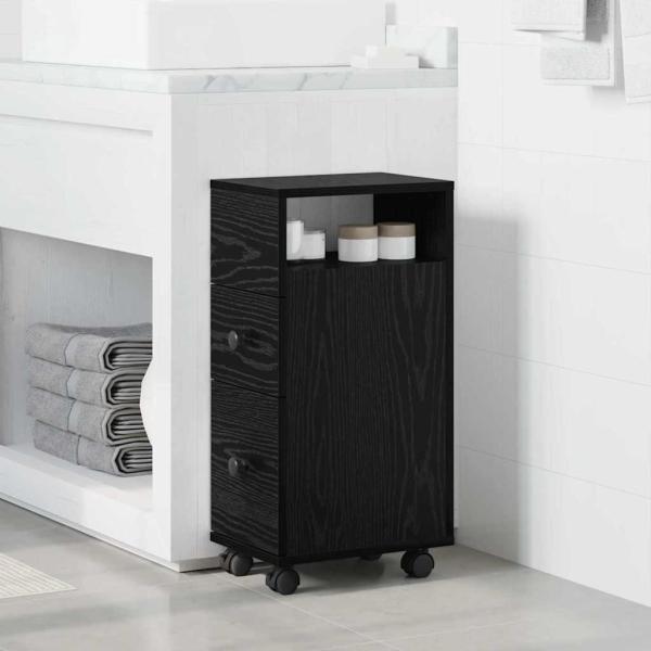 Schmaler Badezimmerschrank Schwarze Eiche Holzwerkstoff