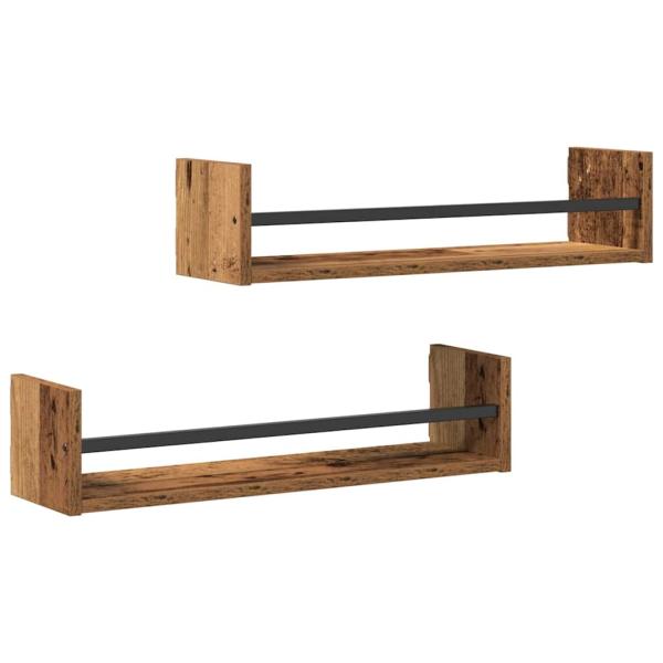 Wandregale Set aus 2 Altes Holz Holz, Metall Wandmontage