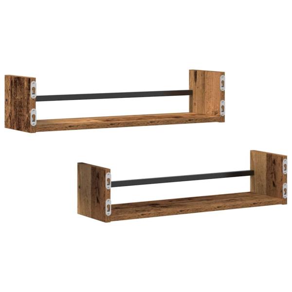 Wandregale Set aus 2 Altes Holz Holz, Metall Wandmontage