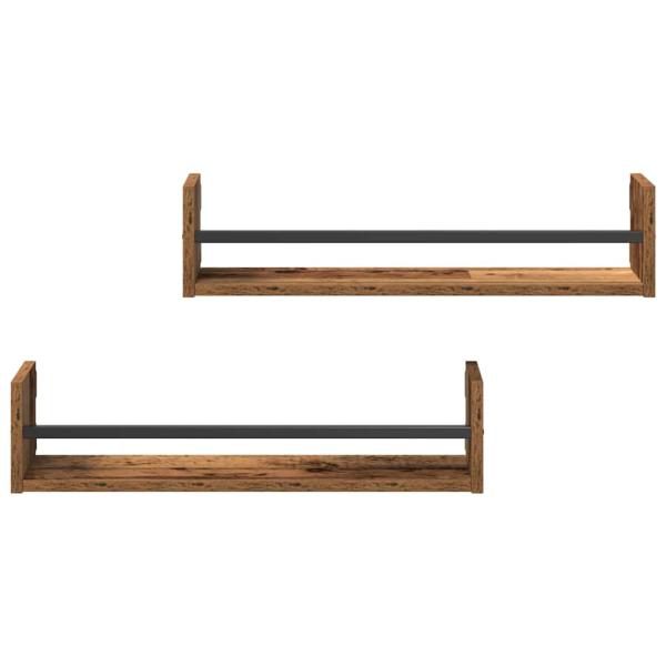 Wandregale Set aus 2 Altes Holz Holz, Metall Wandmontage