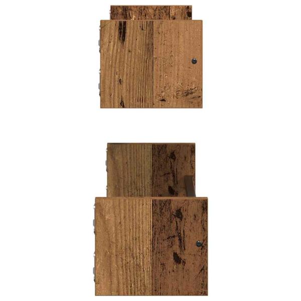 Wandregale Set aus 2 Altes Holz Holz, Metall Wandmontage