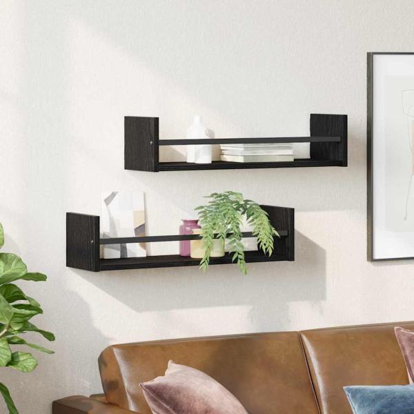 Wandregal Schwarze Eiche MDF, Spanplatte 60 x 16 x 14 cm