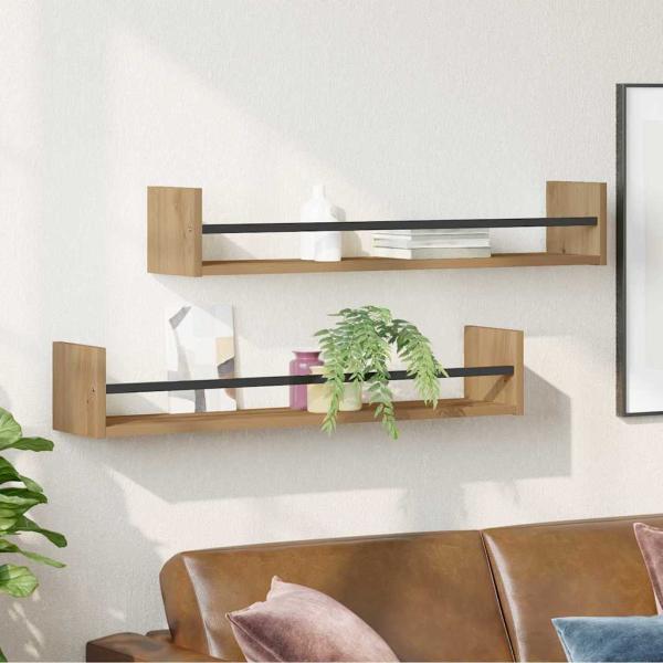 Wandregale 2 Stück Artisan Eiche 80x16x14 cm Spanplatte
