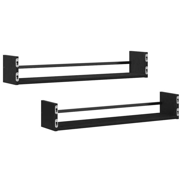 Wandregale Set aus 2 Schwarz Eiche Holzwerkstoff Wandregale