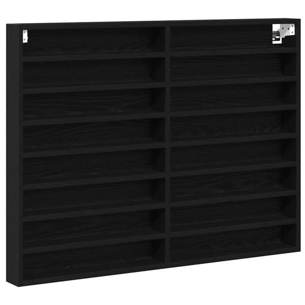 Vitrine Schrank Schwarz Eiche 100x8,5x75 cm Holzwerkstoff